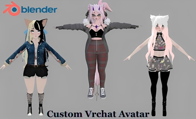Model and rig custom vrchat avatar vrc character anime model for booth ...
