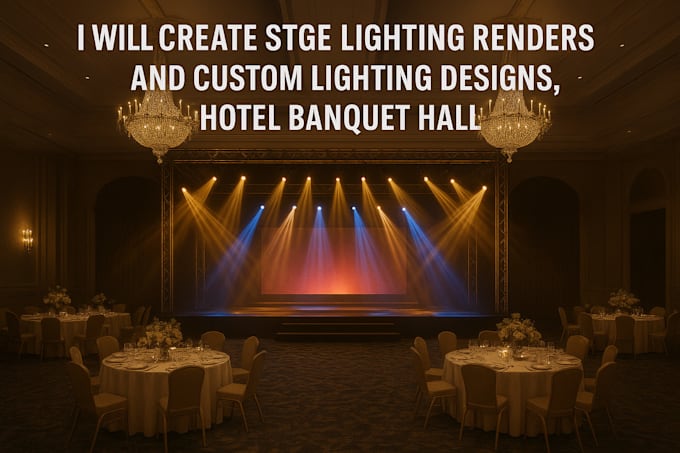 Create stage lighting renders and custom lighting designs hotel banquet ...