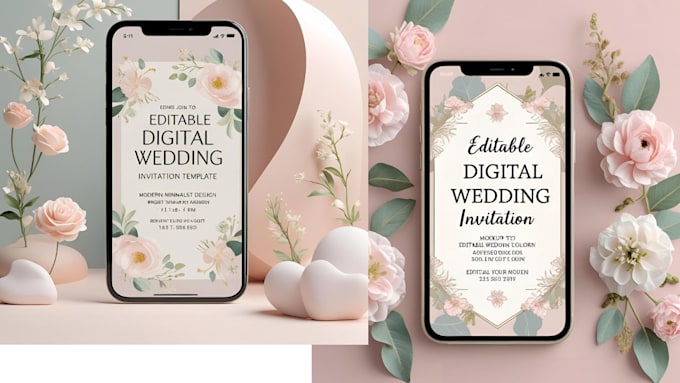 design editable digital wedding invitation template with rsvp qr code