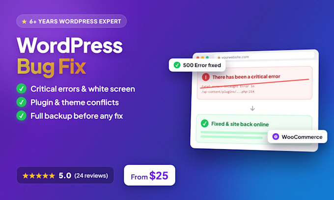 fix wordpress bugs, errors and website issues fast