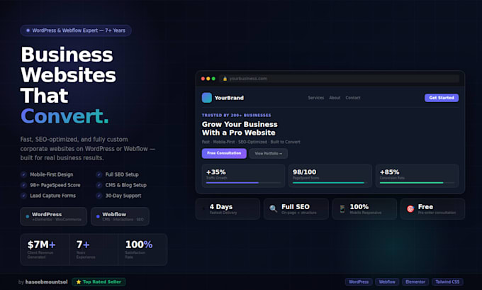 design a wordpress or webflow business website for your company