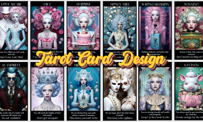 design custom tarot decks, oracle cards and playing card box for game concept