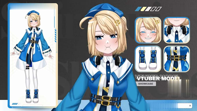 draw male and female live 2d vtuber model, 2d vtuber, live 2d