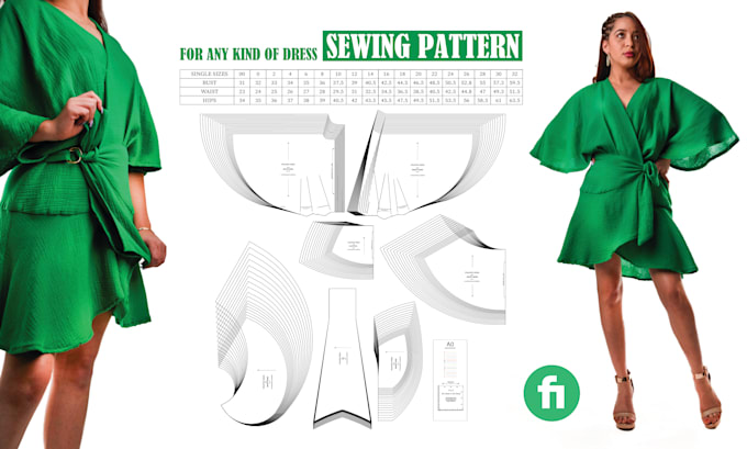 create sewing pattern for clothing, dress, and garments