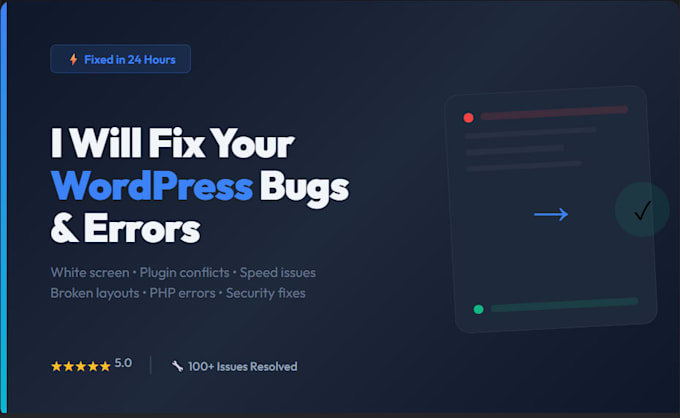 fix your wordpress bugs and errors in 24 hours