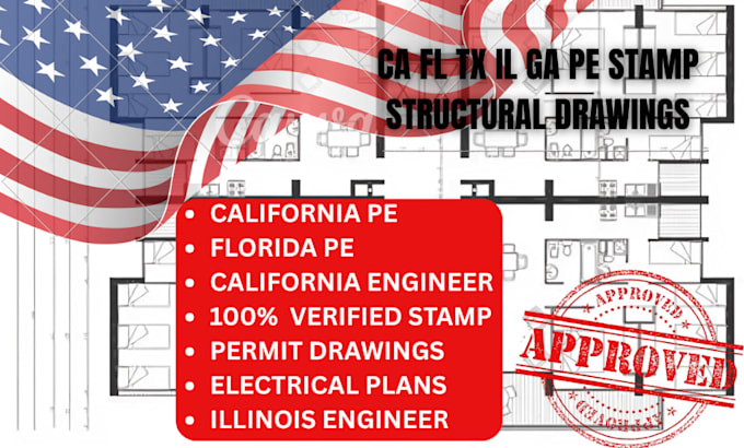 licensed florida ny ca tx pe stamp mep civil structural engineer permit drawing