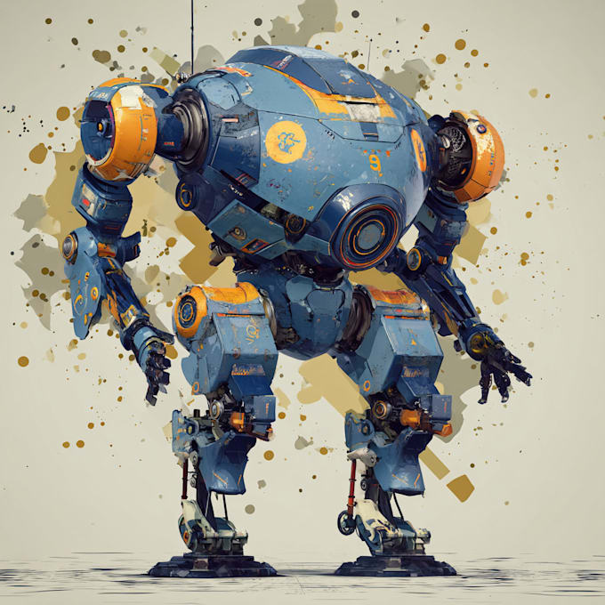 do cyberpunk, sci fi, robot, mecha character concept art my style