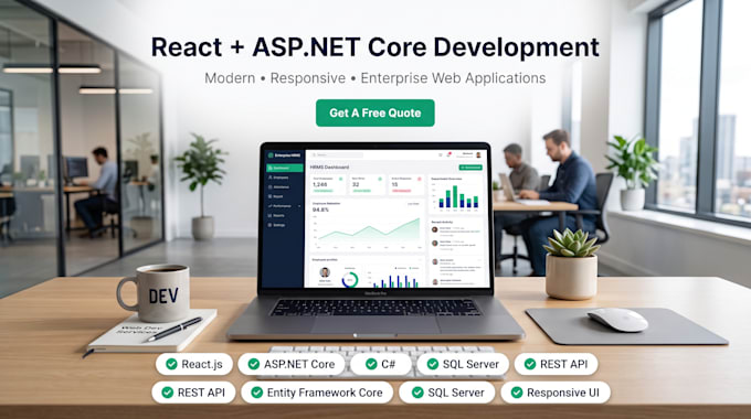 build react asp dot net core CRM erp hrms saas web application
