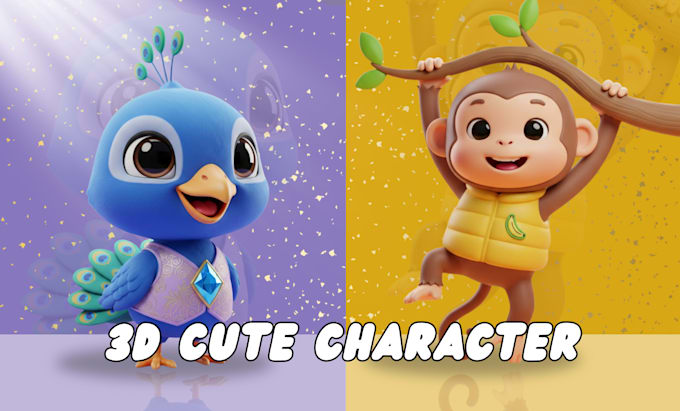 design 3d cute character, mascot or cartoon for game, animation, or 3d printing