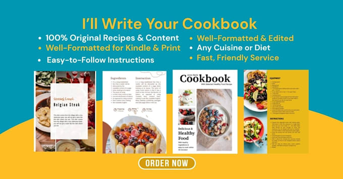 write a delicious cookbook or recipe ebook for you