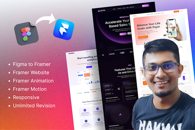design stunning framer website, figma to framer conversion and landing page