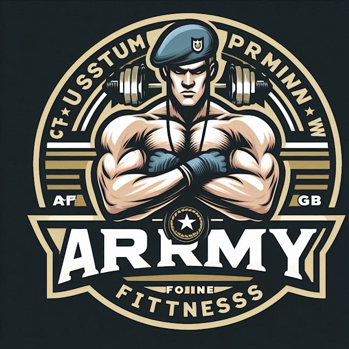 design high quality army fitness mascot logo with t shirt design