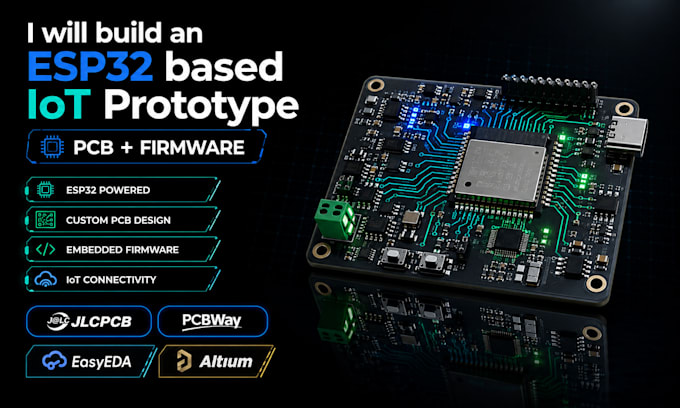 build an esp32 based iot prototype with pcb and firmware