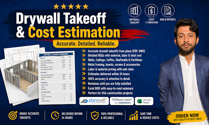 do drywall takeoff and cost estimation