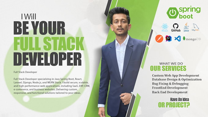 develop your full stack develper in java spring boot and react web app