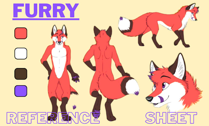 Draw furry character reference sheet fursona art anthro ref sheet furry ...