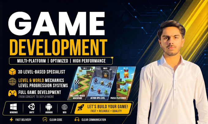 develop professional unity 3d level based game for android and PC
