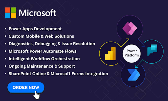 design powerapps, automate workflows and power bi dashboards
