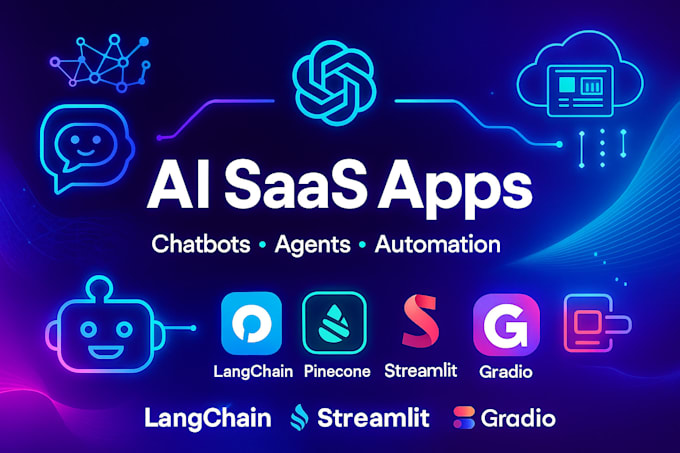 build ai saas apps with langchain, pinecone, streamlit, gradio, and openai apis
