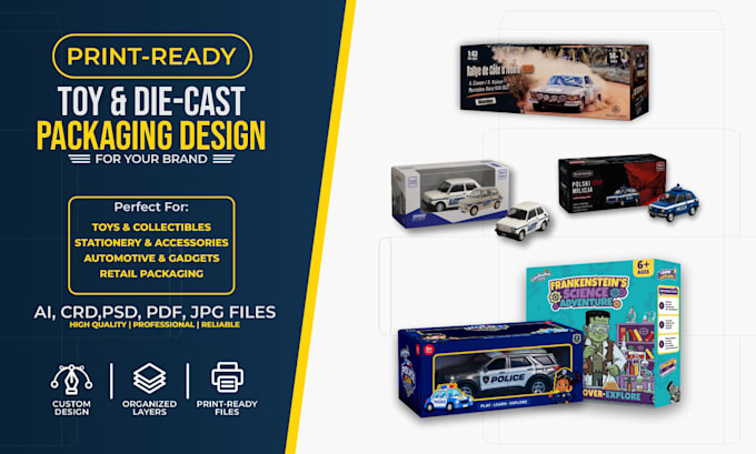 design print ready toy and die cast model car packaging