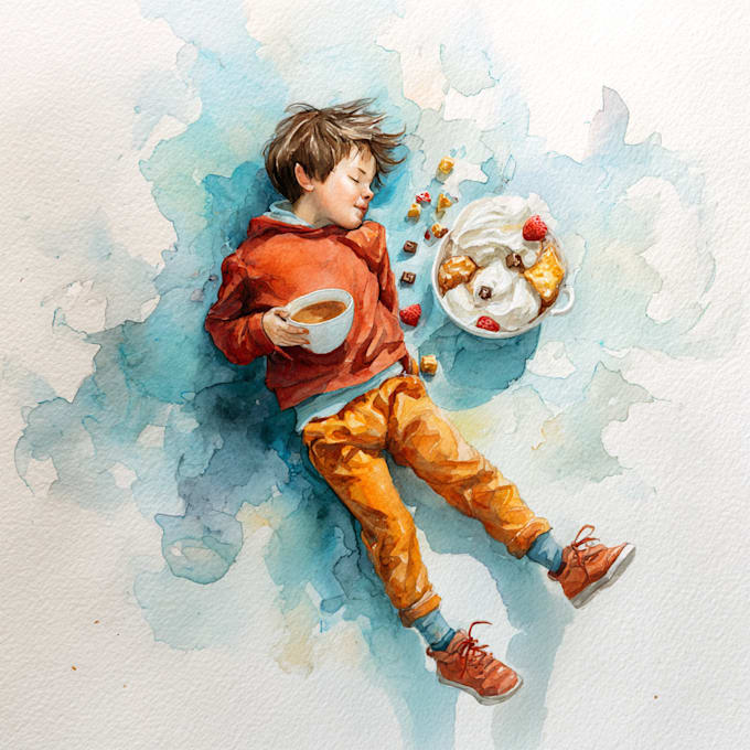 create watercolor and digital illustrations