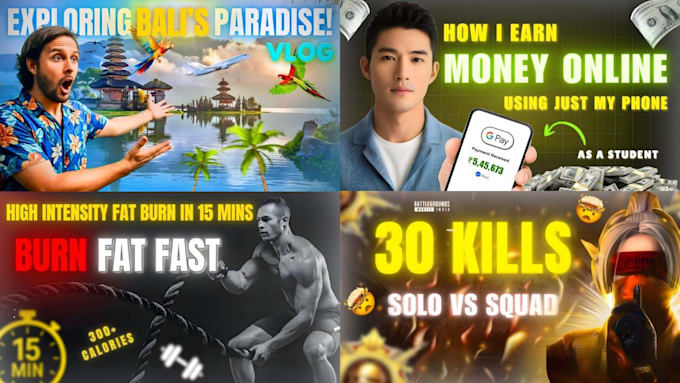 design viral, eyecatching , and professional youtube thumbnails