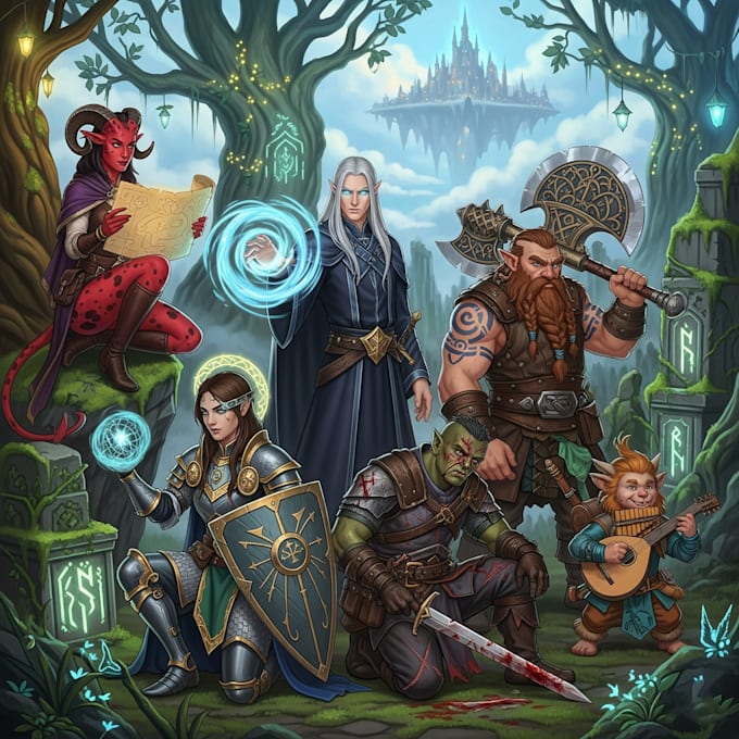 create dnd party character art for your adventuring group