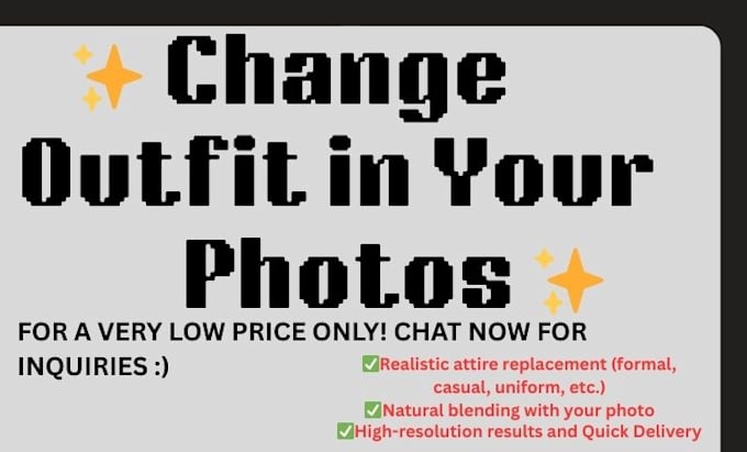 change outfit your picture for formal attire, etc