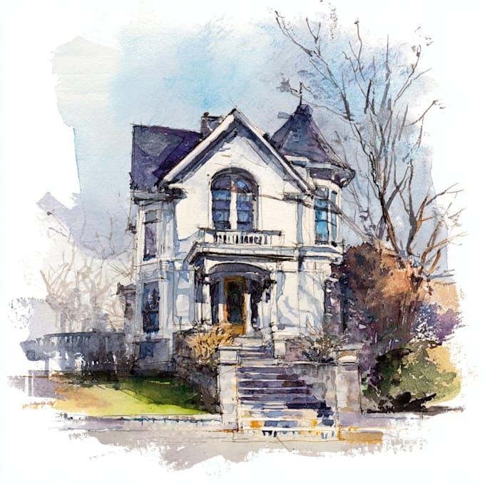 pencil or watercolor sketch your house