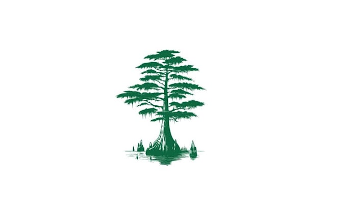 design professional bald cypress tree chat bot logo