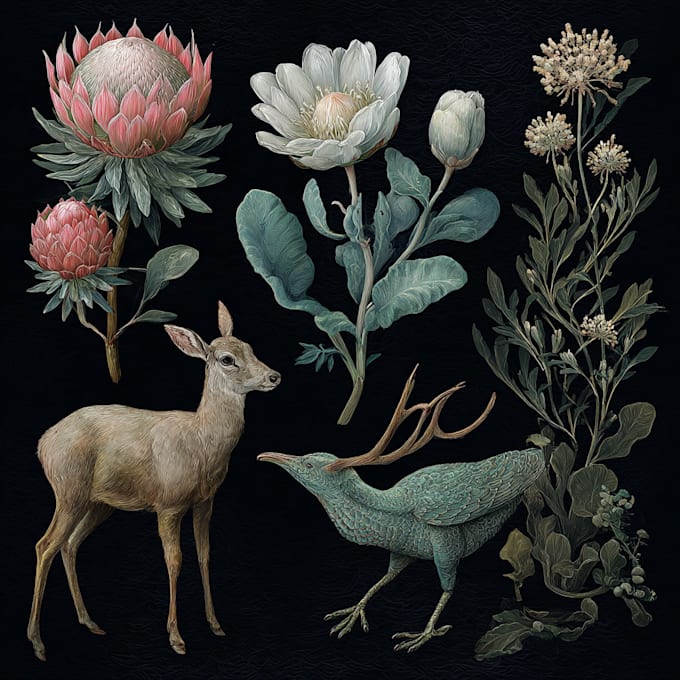 draw animal and botanical illustrations