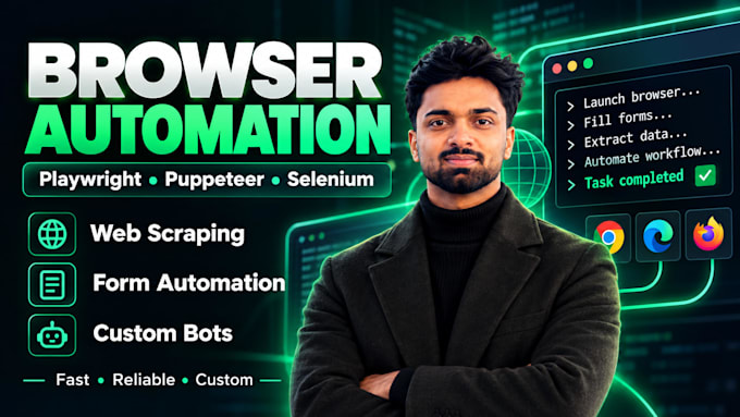 automate browsers taks using playwright, puppeteer, or selenium