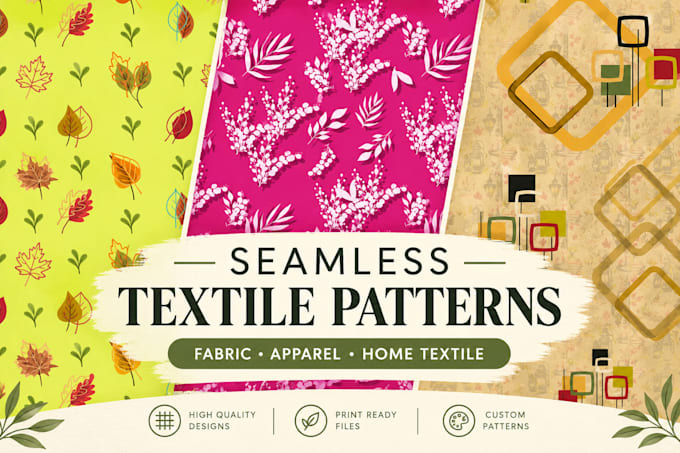 design seamless textile patterns for fabric and apparel