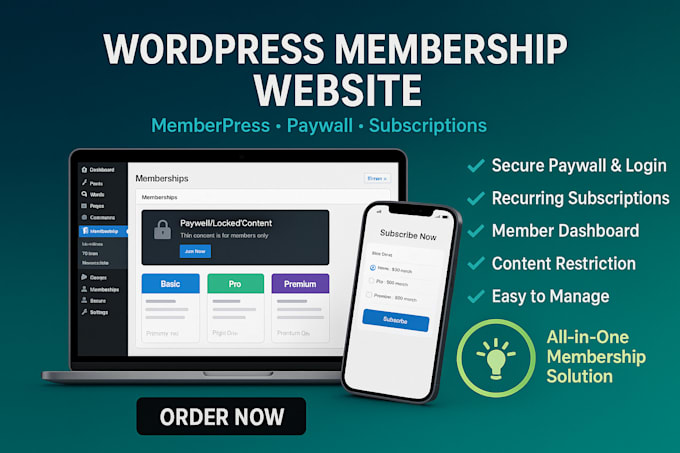 setup wordpress memberpress membership website, paywall subscription website