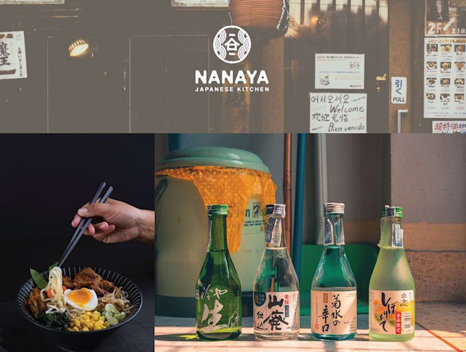 design a custom modern creative japanese kitchen restaurant logo