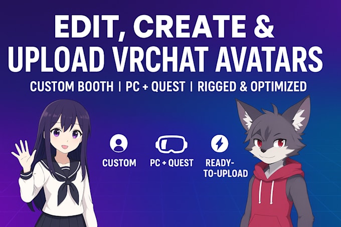 edit, create and upload your vrchat avatar, booth avatar