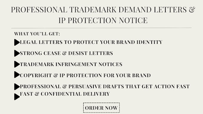 draft trademark demand letters and IP protection  legal notices