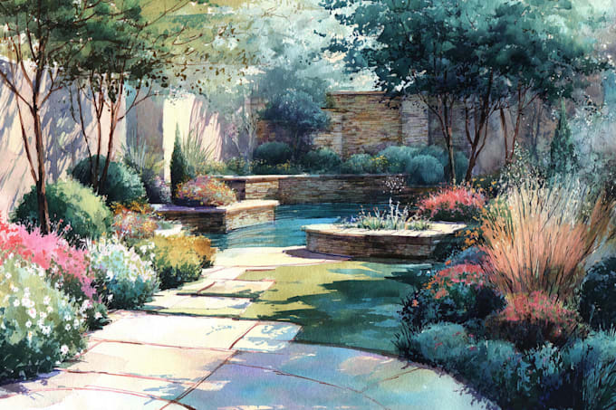make watercolor landscape design