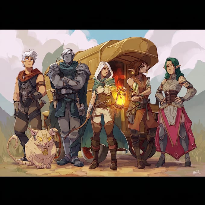 create dnd party art illustration
