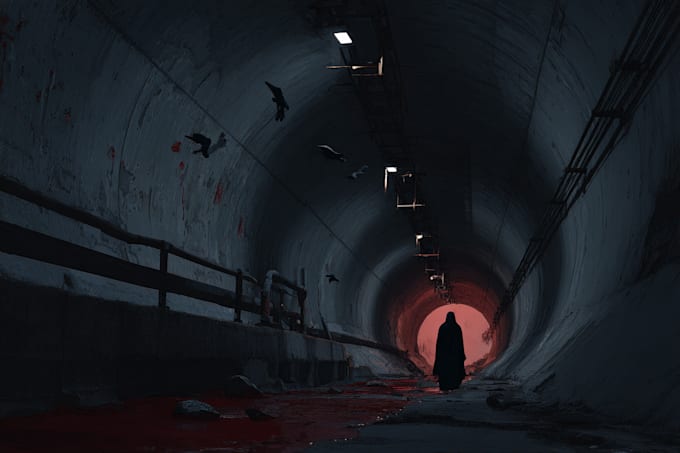 create a dark, horror, underground art illustration