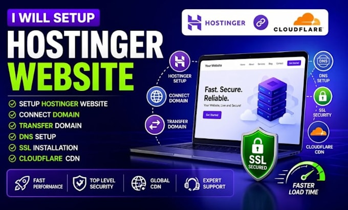 setup hostinger website connect domain transfer domain dns ssl on cloudflare cdn