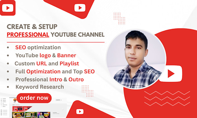 create and setup professional youtube channel with SEO optimization
