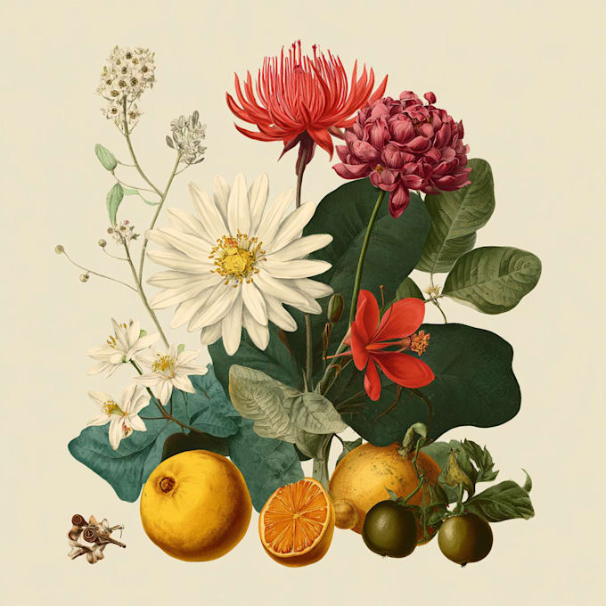 draw botanical illustrations of flowers, plants