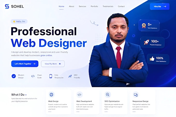 professional and modern landing page design