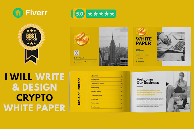write and design catchy ico, nft, blockchain, crypto white paper