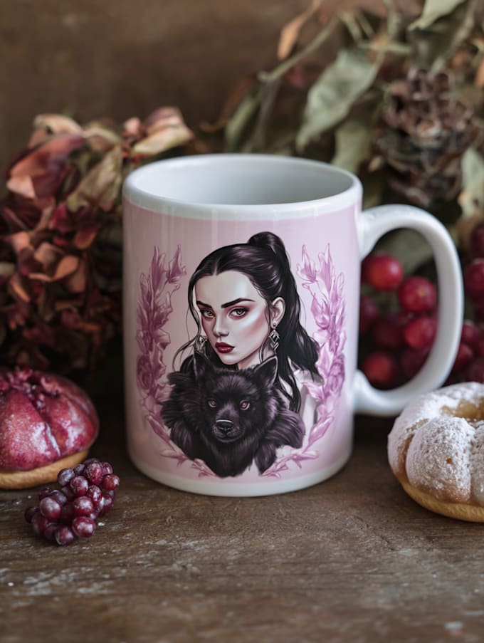 draw coffee mug design, custom mug design