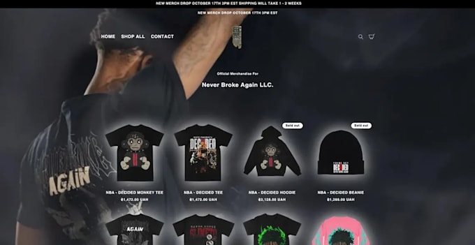 create a shopify y2k  website with 3d spinning logo