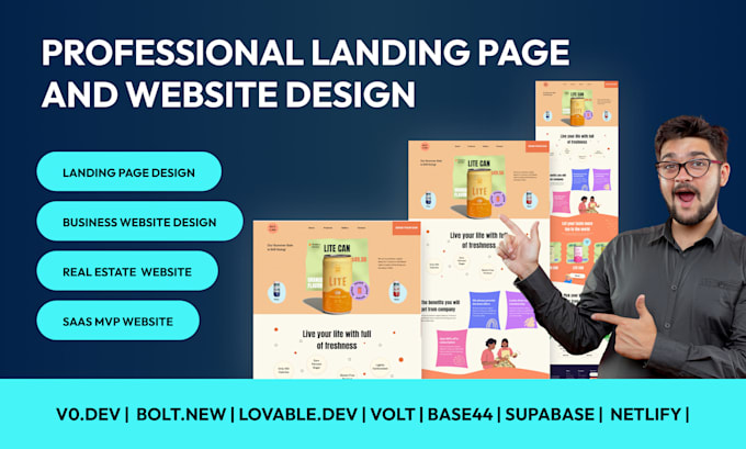 create professional minimal modern landing page website with vibe coding