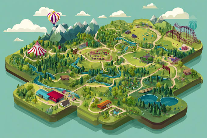 draw beautiful map in vector illustration