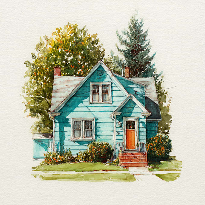 paint watercolor house portrait